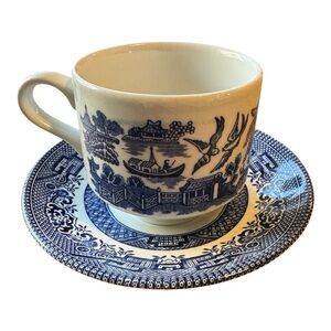 Churchill England Blue Willow Cup & Saucer Set